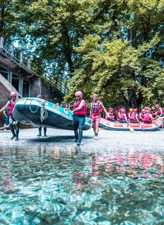 Preparing for rafting in voidomatis